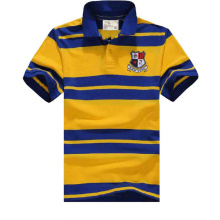 Men′s Classic Short Sleeve Cotton Striped Polo Shirt